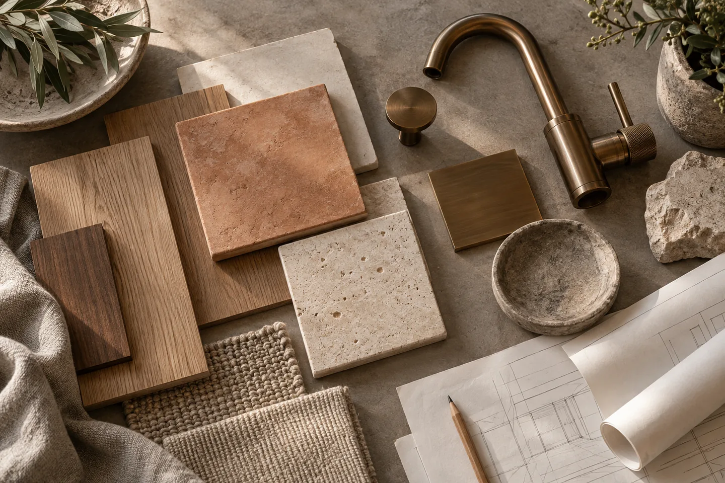 Composizione illustrativa di materiali per la casa