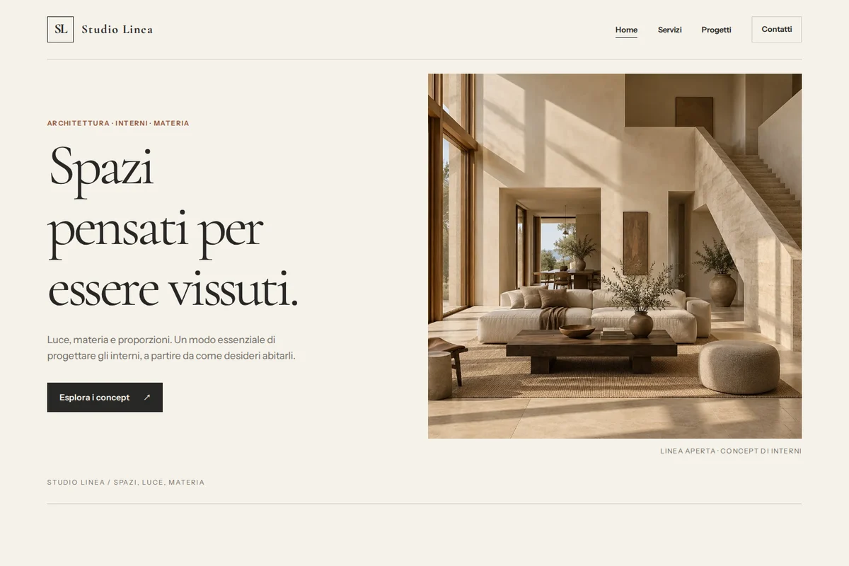 Concept grafico Studio Linea per uno studio di architettura