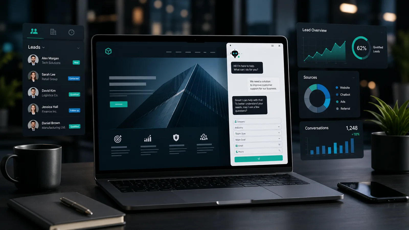 Chatbot AI per aziende integrato con sito web e CRM
